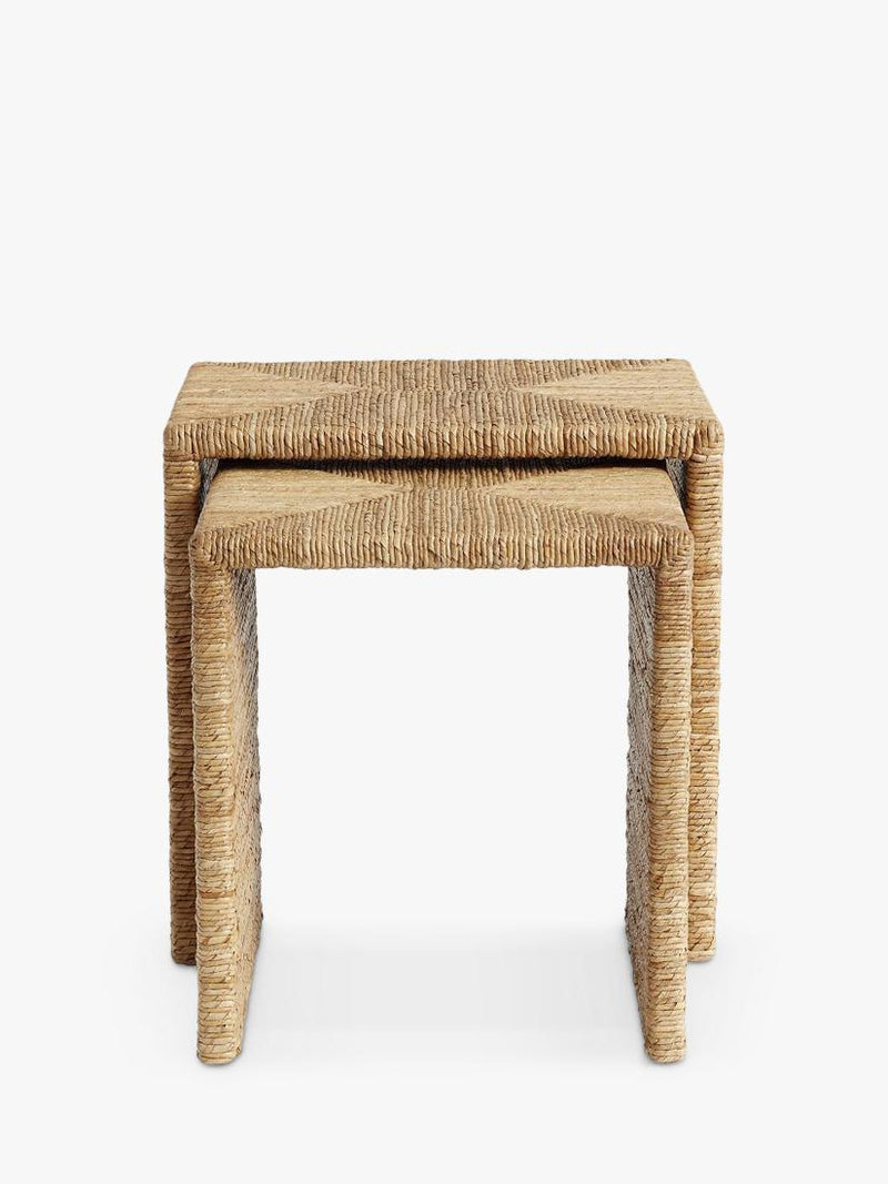 Pottery Barn Malibu nesting side table set natural seagrass - British product