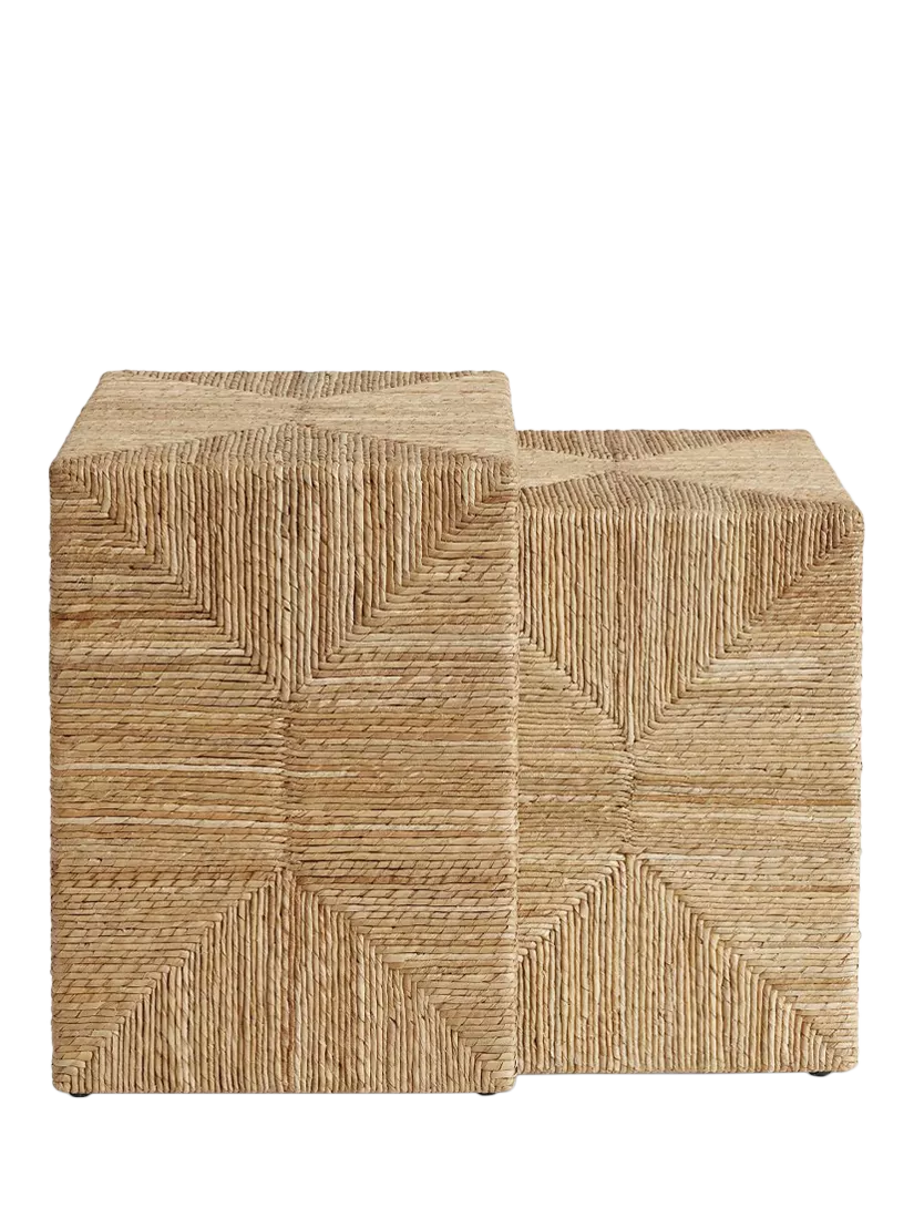 Pottery Barn Malibu nesting side table set natural seagrass - British product
