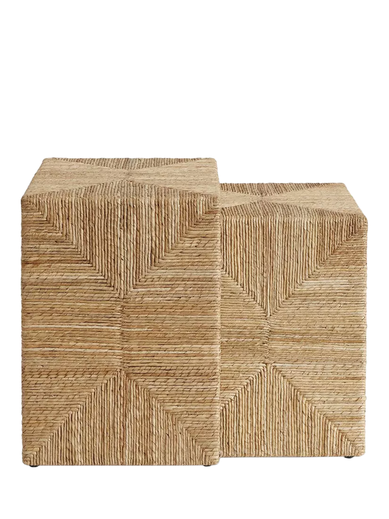 Pottery Barn Malibu nesting side table set natural seagrass - British product