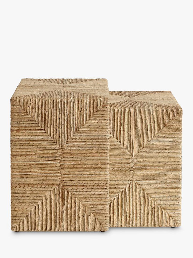 Pottery Barn Malibu nesting side table set natural seagrass - British product