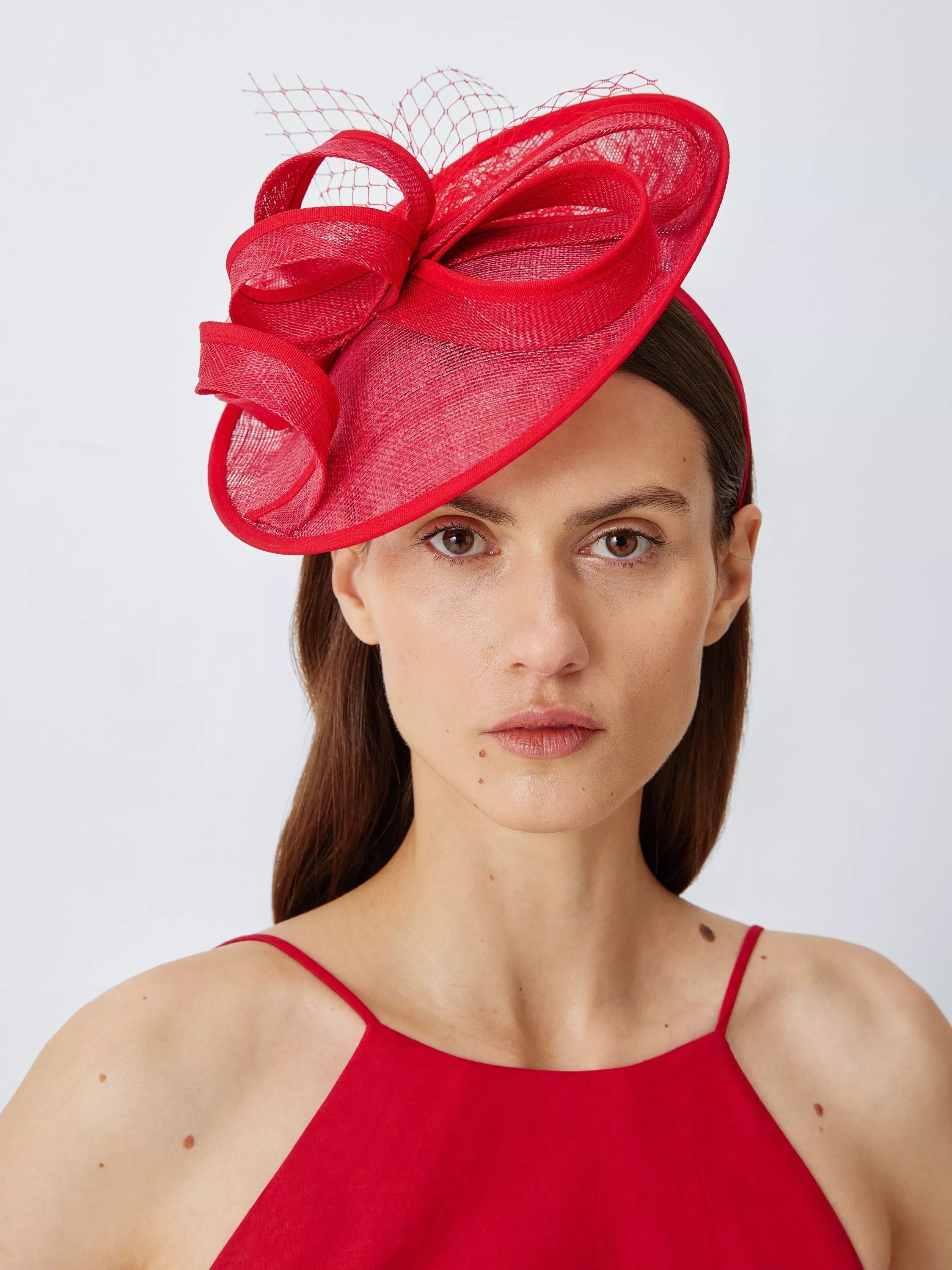 John Lewis Amelie Small Disc Fascinator, Red