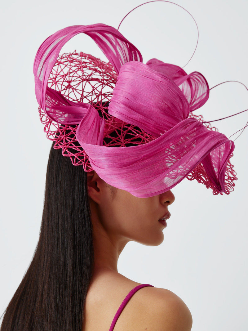 Snoxells lattice disc fascinator fuschia, UK version