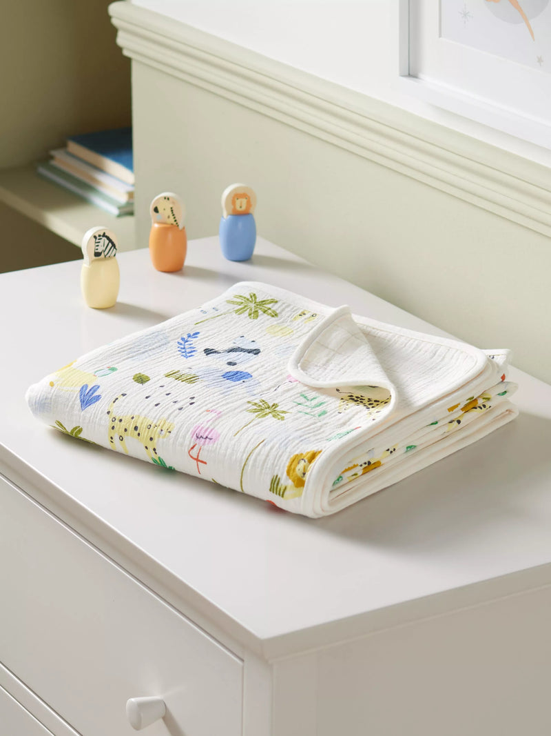 John Lewis muslin blanket Eden Safari Multi 120x120cm, imported from the UK