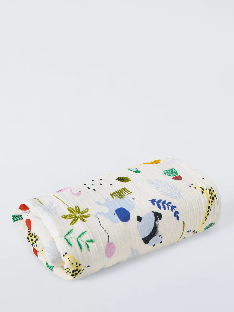 John Lewis muslin blanket Eden Safari Multi 120x120cm, imported from the UK