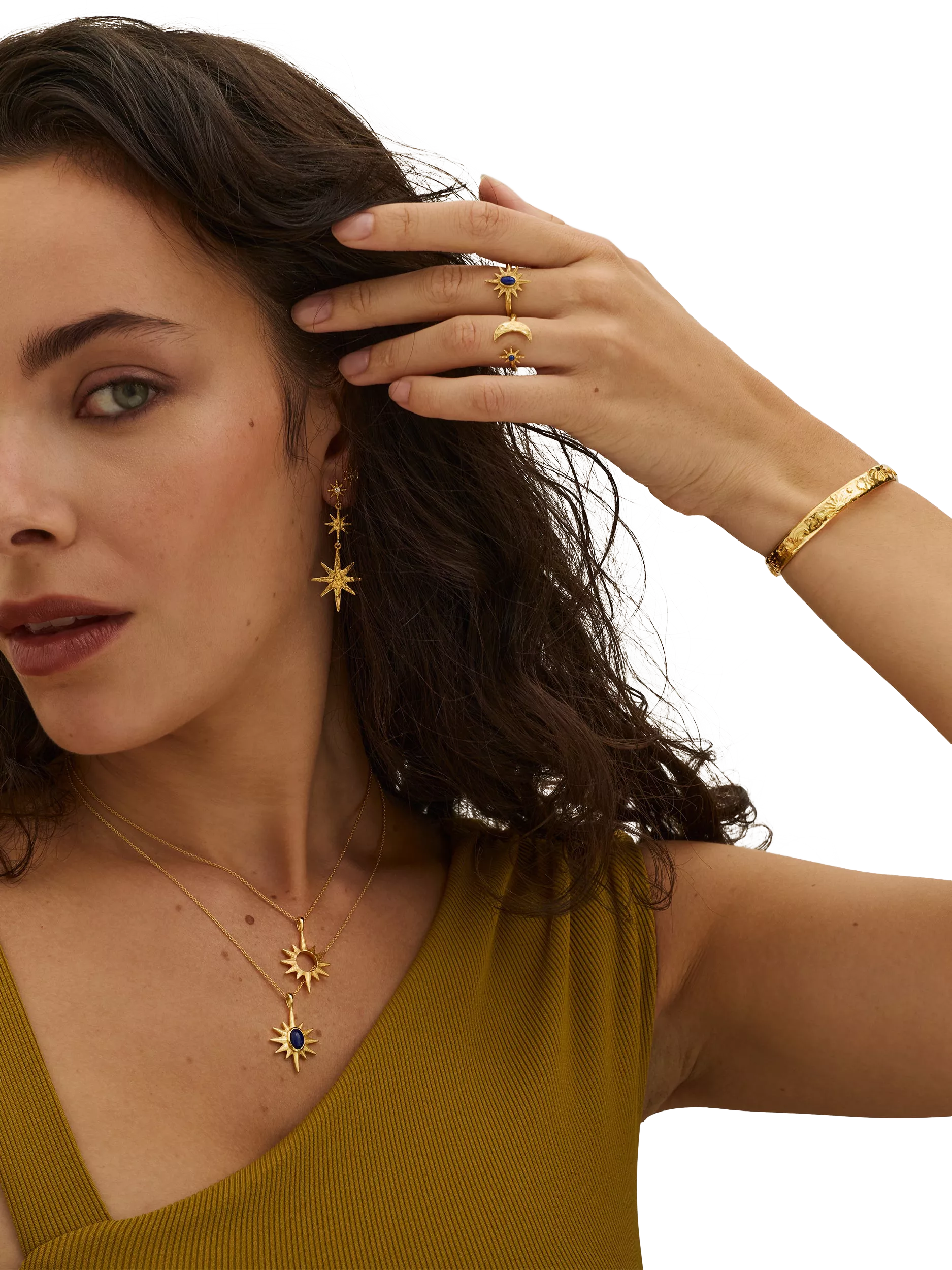 Ottoman Hands gold star pendant necklace 18 inch chain - British product