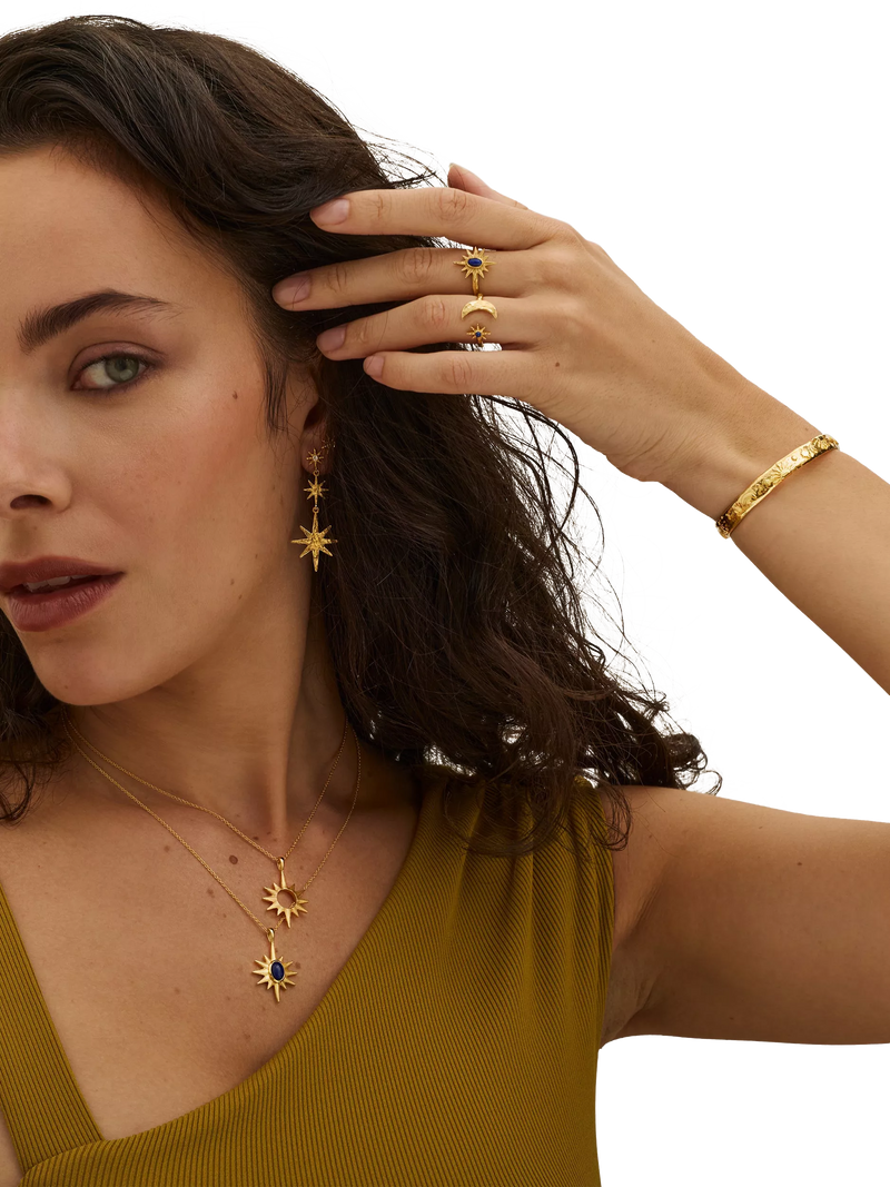 Ottoman Hands gold star pendant necklace 18 inch chain - British product