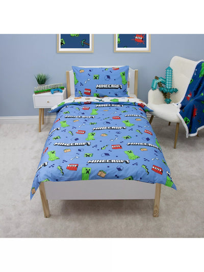 John Lewis Minecraft Reversible Duvet Cover & Pillowcase Set Single- Buy online at McGrocer