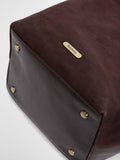 Barbour suede bucket bag with tartan trim, imported from the UK