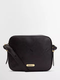 Barbour Daphne leather crossbody bag black deboss tartan (British brand)