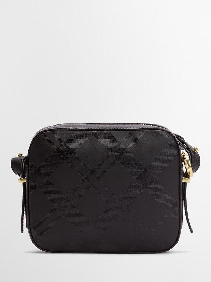 Barbour Daphne leather crossbody bag black deboss tartan (British brand)