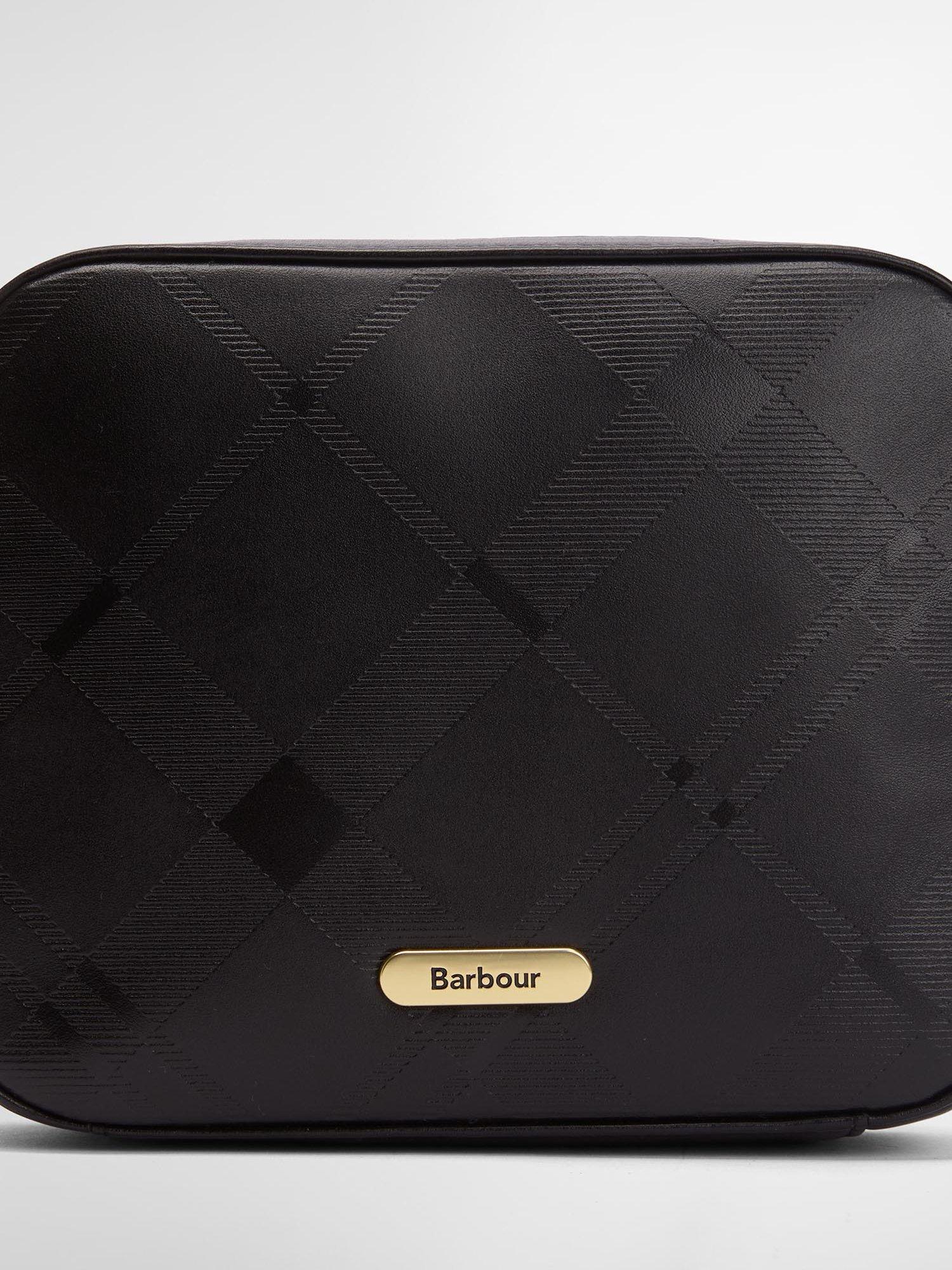 Barbour Daphne leather crossbody bag black deboss tartan (British brand)
