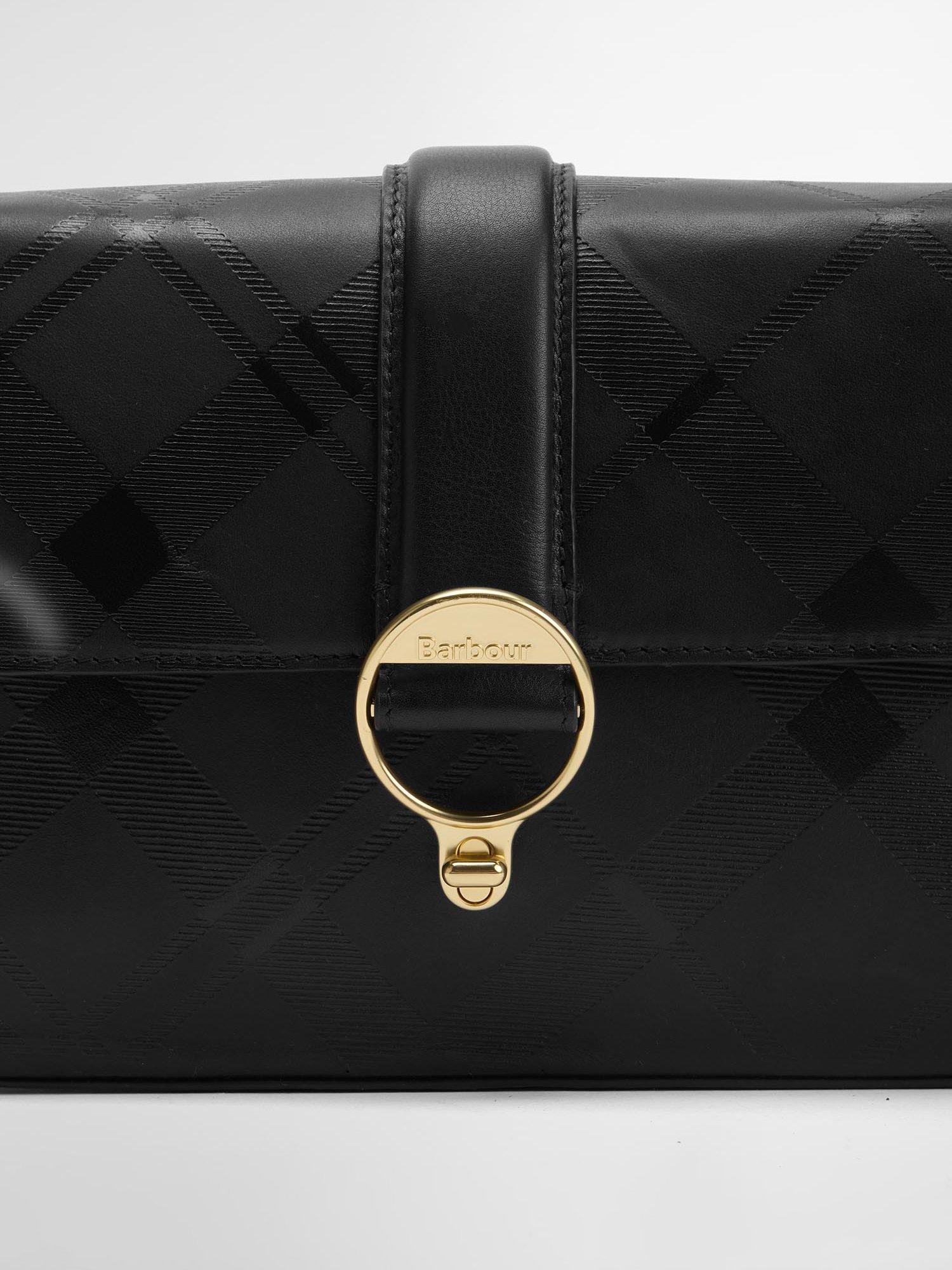 Barbour Rosa leather crossbody bag black deboss tartan, UK version