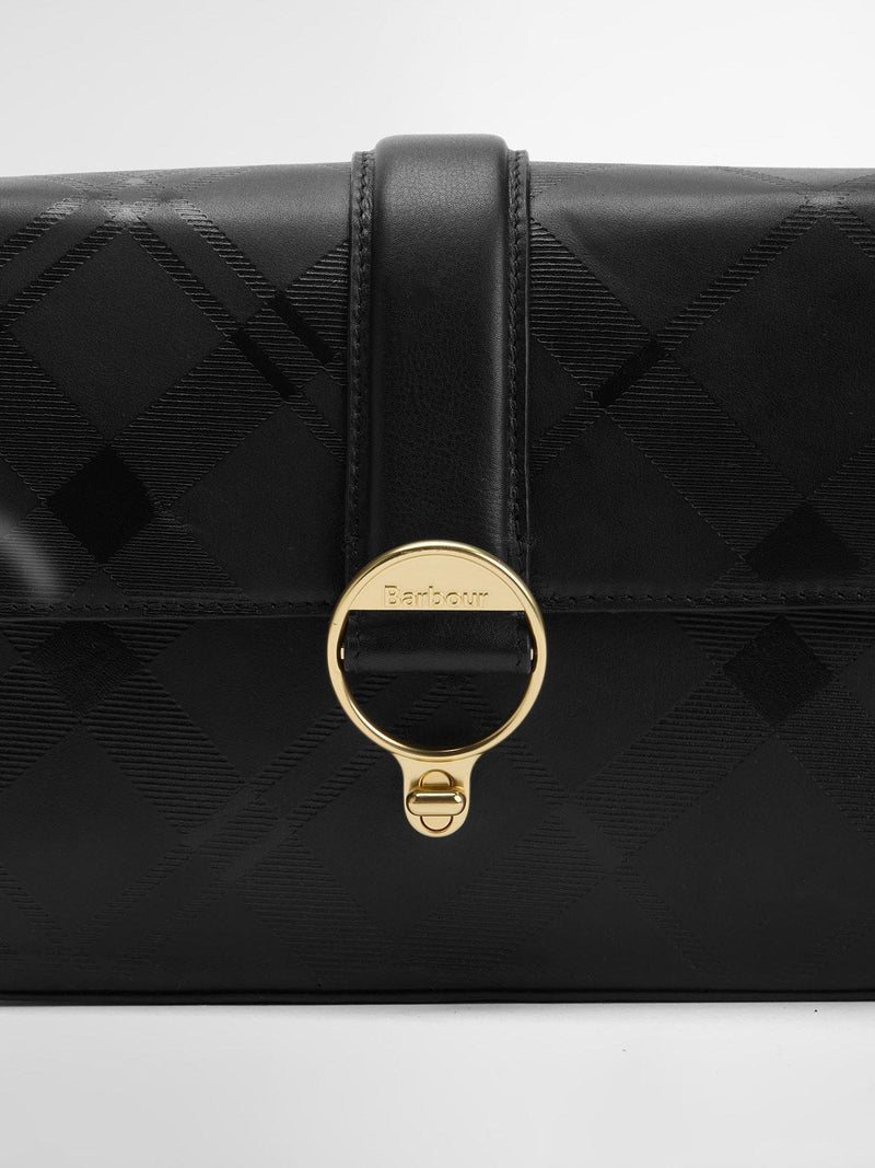 Barbour Rosa leather crossbody bag black deboss tartan, UK version