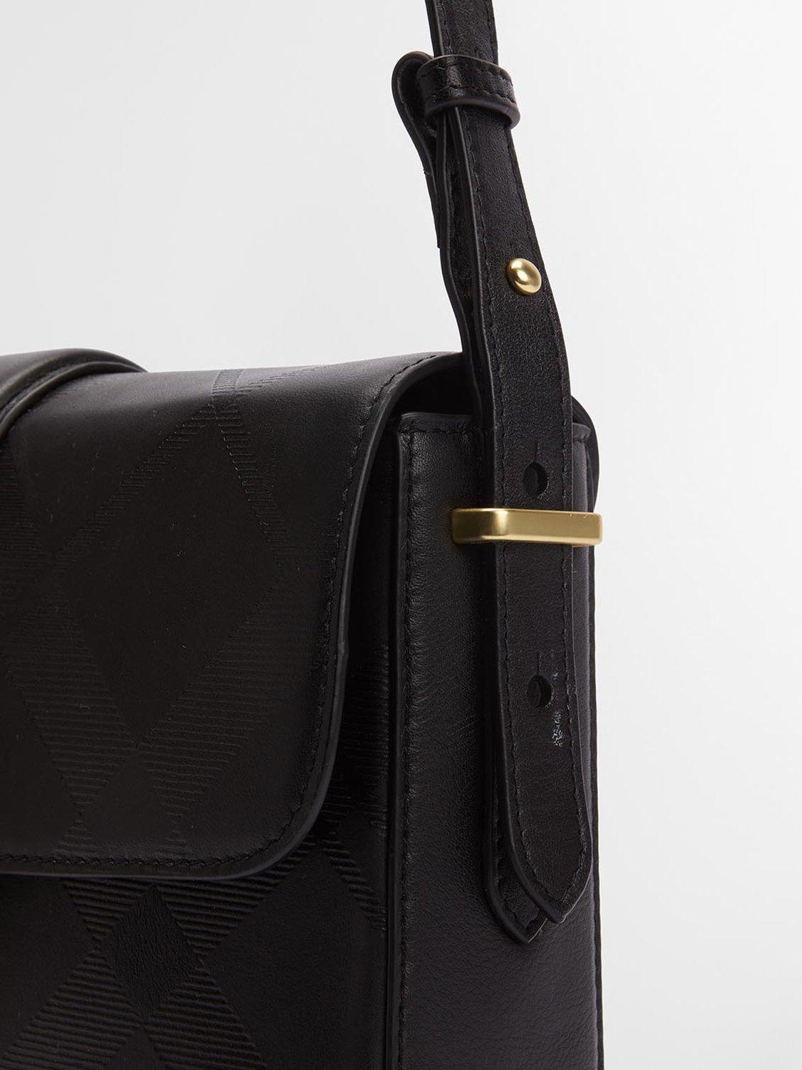 Barbour Rosa leather crossbody bag black deboss tartan, UK version