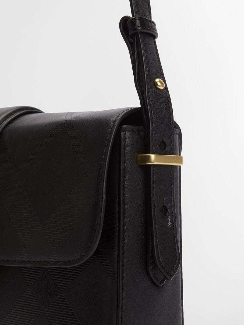 Barbour Rosa leather crossbody bag black deboss tartan, UK version