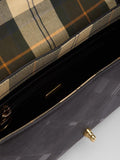 Barbour Rosa leather crossbody bag black deboss tartan, UK version
