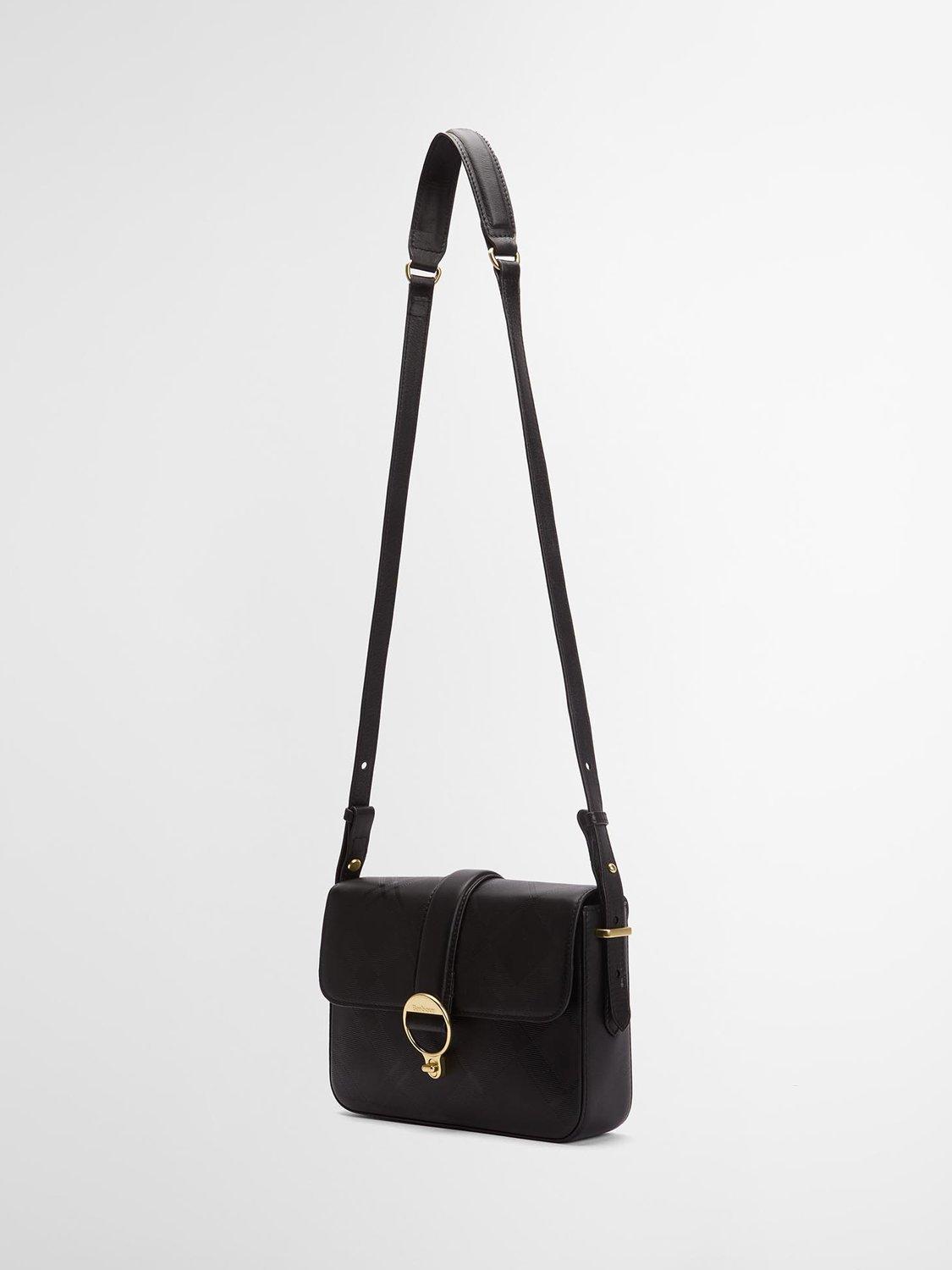 Barbour Rosa leather crossbody bag black deboss tartan, UK version