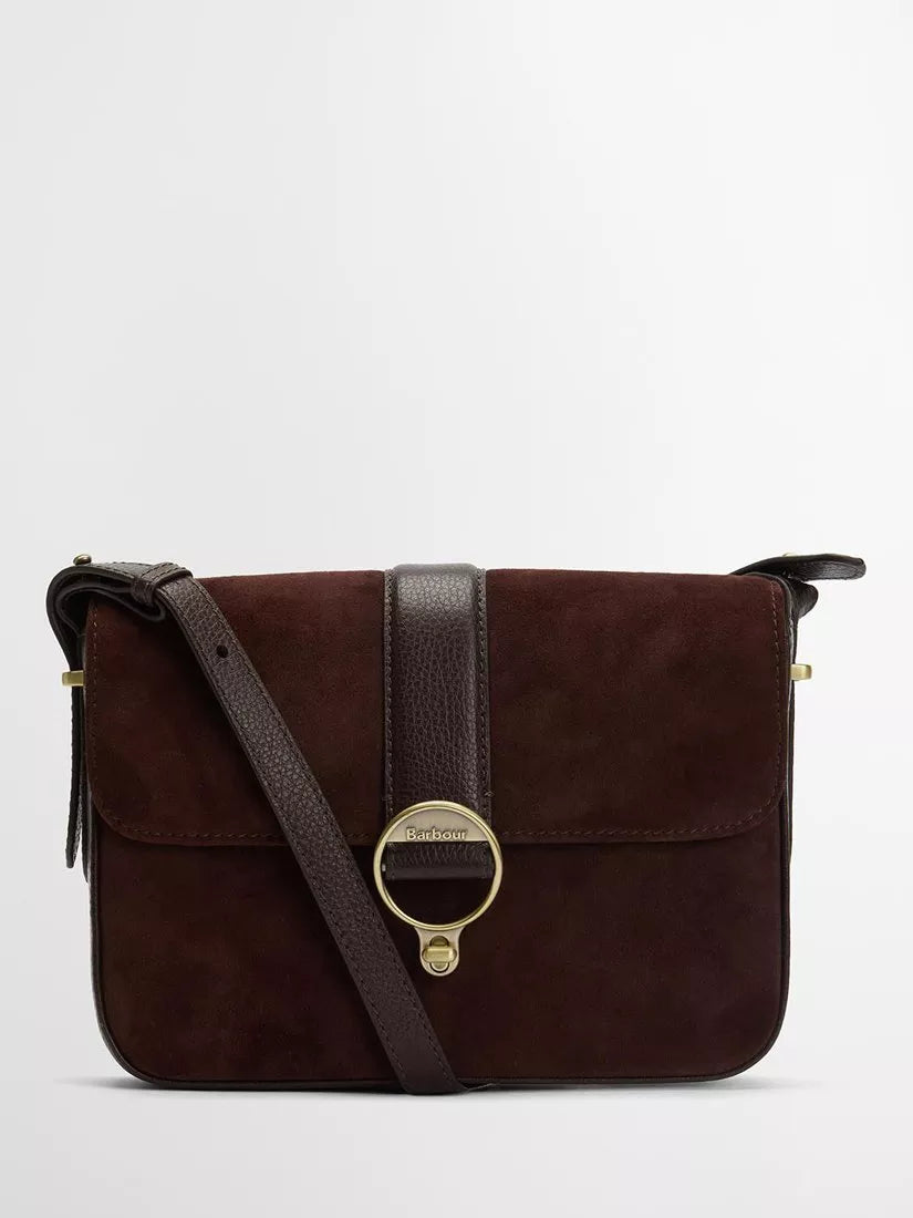 Barbour Rosa Suede & Leather Crossbody Bag, Dark Brown