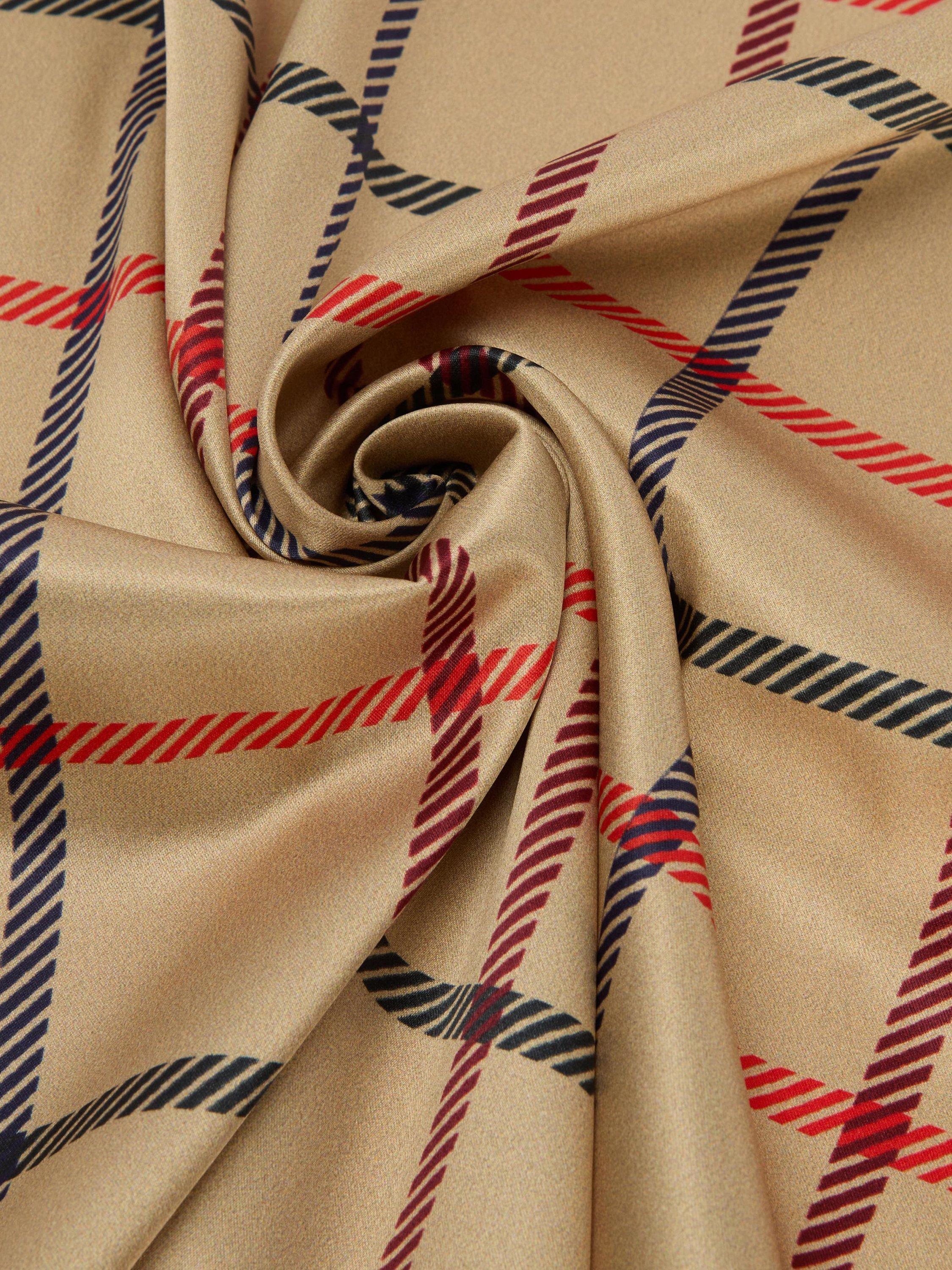 Barbour Mackworth tartan scarf beige tattersall 49cm, imported from the UK