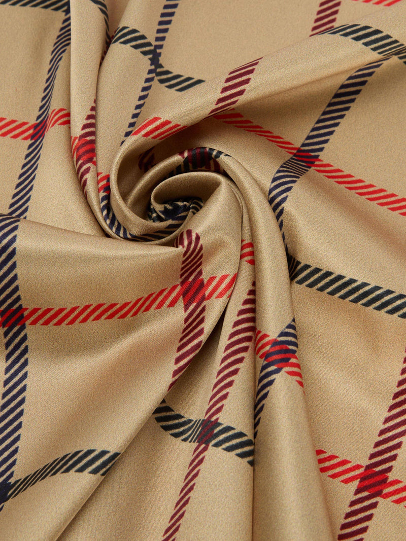 Barbour Mackworth tartan scarf beige tattersall 49cm, imported from the UK