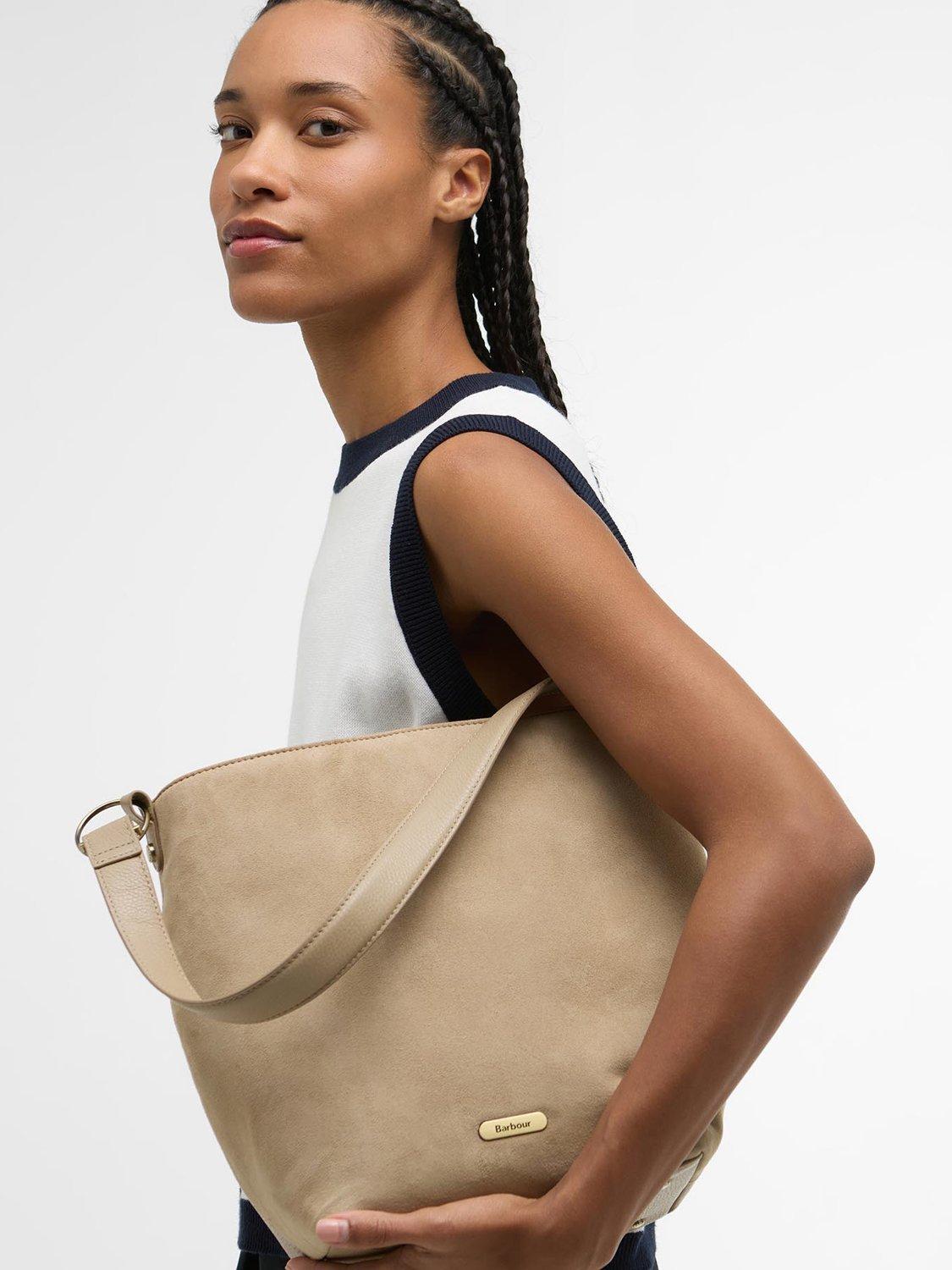 Barbour Cedar suede shoulder bag Sand (British brand)