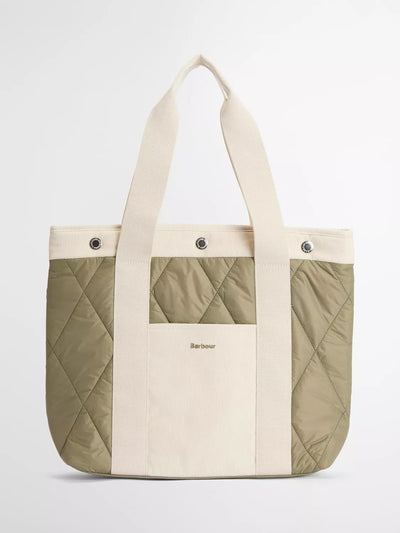 John Lewis Barbour Healy Quilted Tote Bag Bleached Olive- Buy online at McGrocer