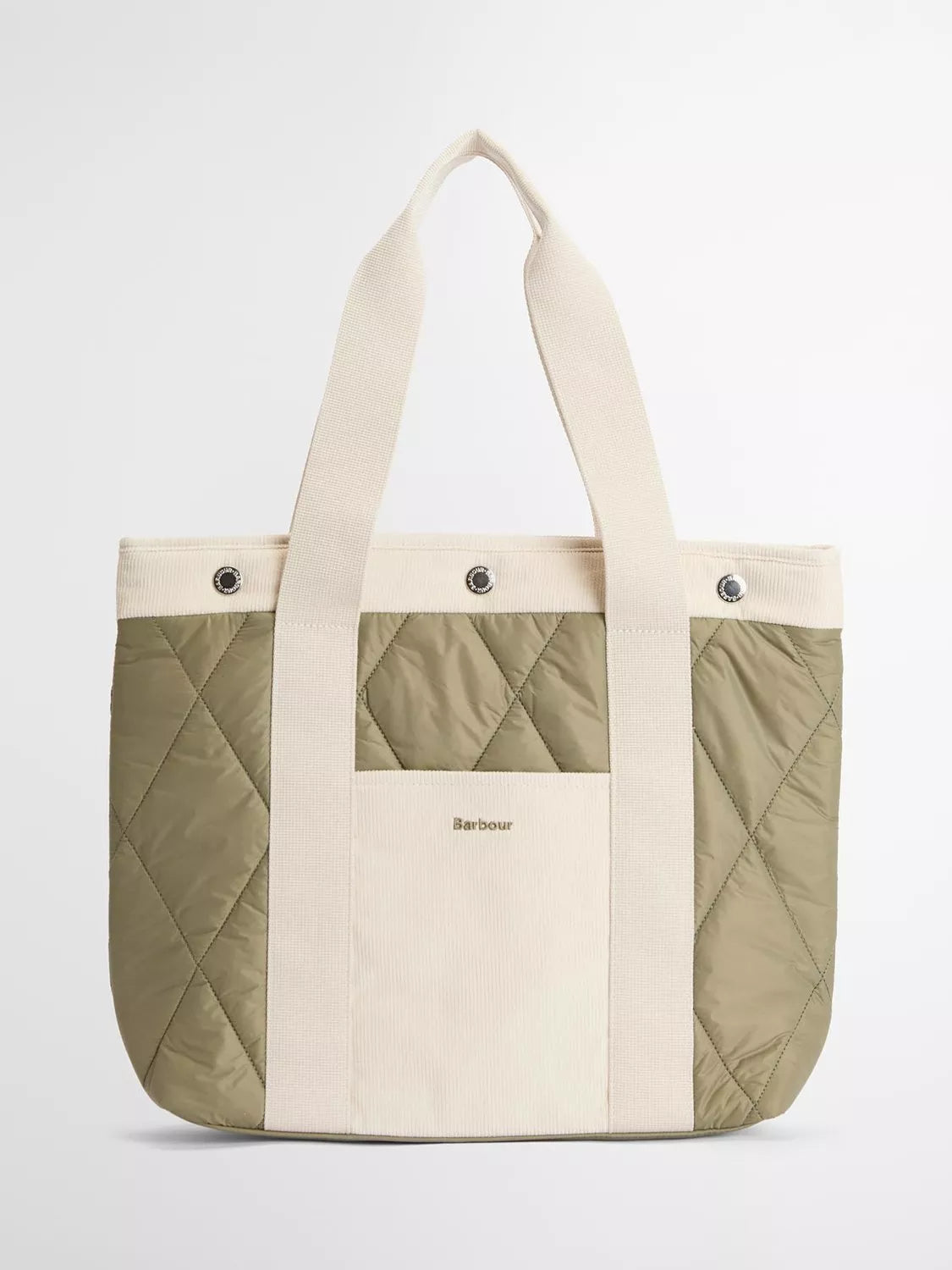 Barbour Healy quilted tote bag Bleached Olive (British brand)