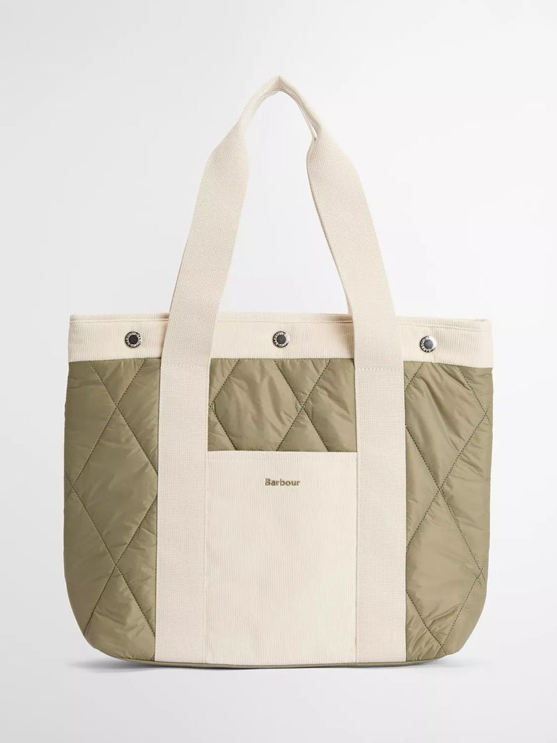 Barbour Healy quilted tote bag Bleached Olive (British brand)