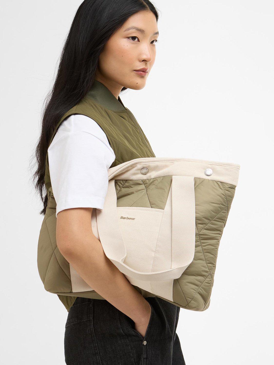 Barbour Healy quilted tote bag Bleached Olive (British brand)