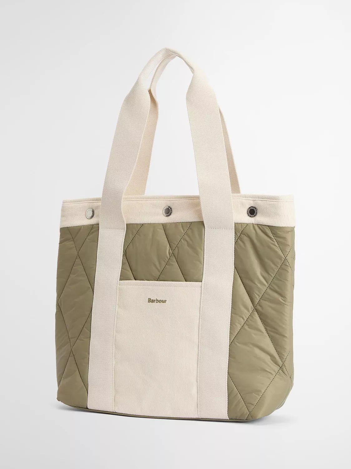 Barbour Healy quilted tote bag Bleached Olive (British brand)
