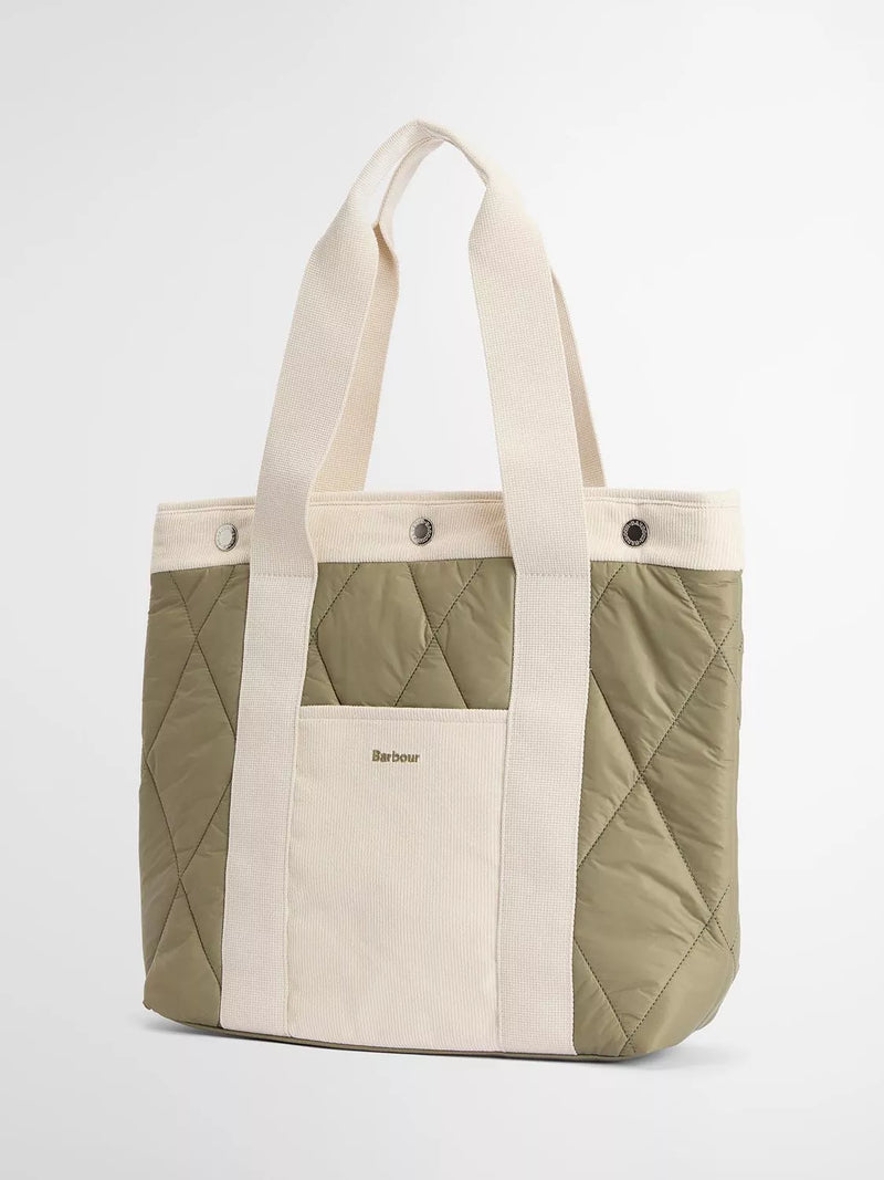 Barbour Healy quilted tote bag Bleached Olive (British brand)