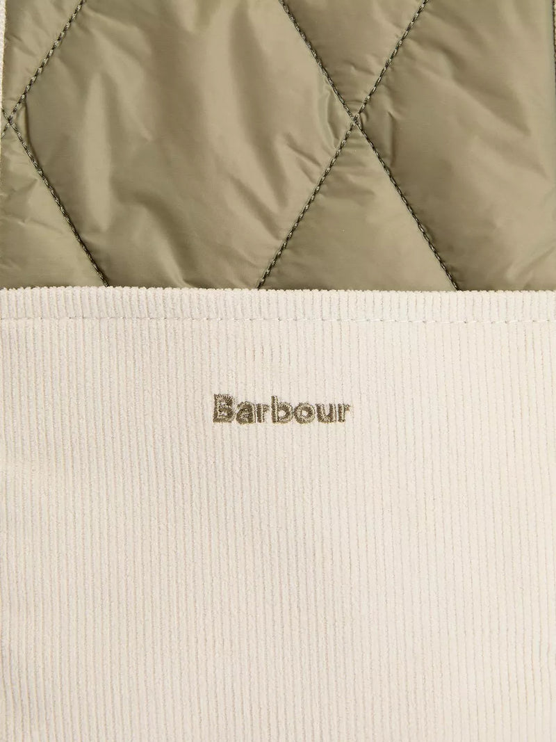 Barbour Healy quilted tote bag Bleached Olive (British brand)
