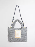 Barbour gingham quilted mini tote bag Navy White - British product
