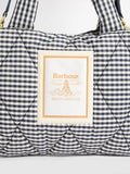 Barbour gingham quilted mini tote bag Navy White - British product
