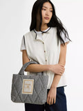 Barbour gingham quilted mini tote bag Navy White - British product