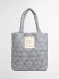 Barbour Riah gingham quilted tote bag navy white - British product