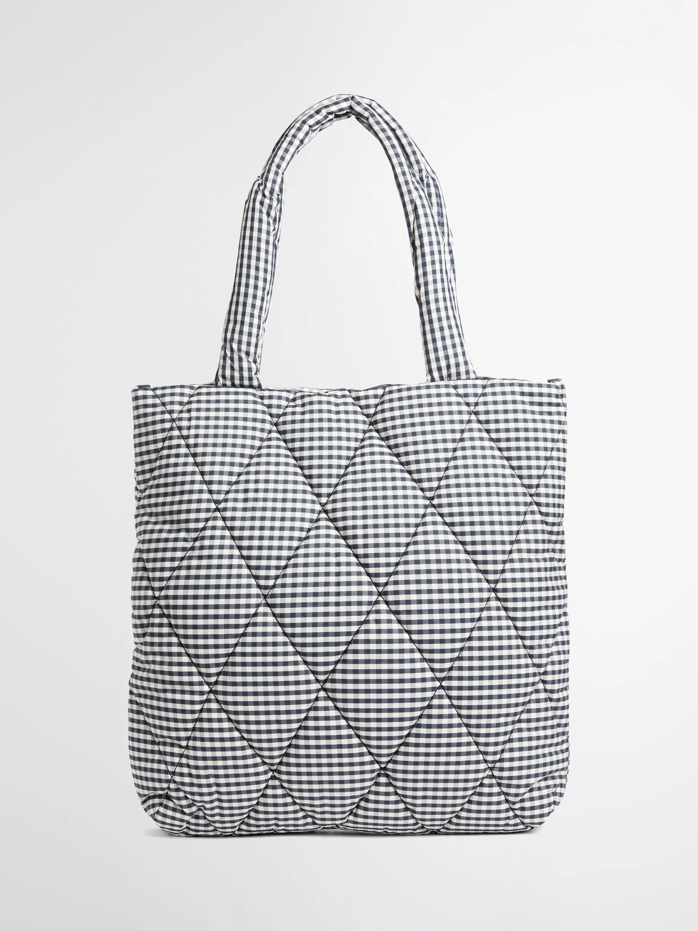Barbour Riah gingham quilted tote bag navy white - British product
