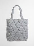 Barbour Riah gingham quilted tote bag navy white - British product