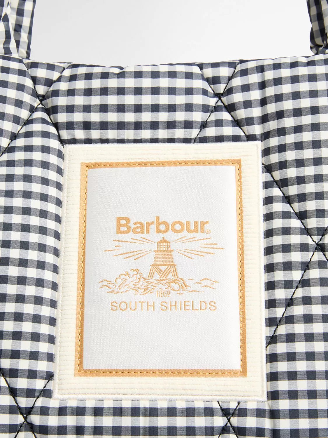 Barbour Riah gingham quilted tote bag navy white - British product