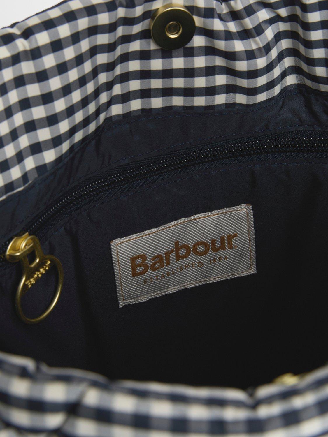 Barbour Riah gingham quilted tote bag navy white - British product