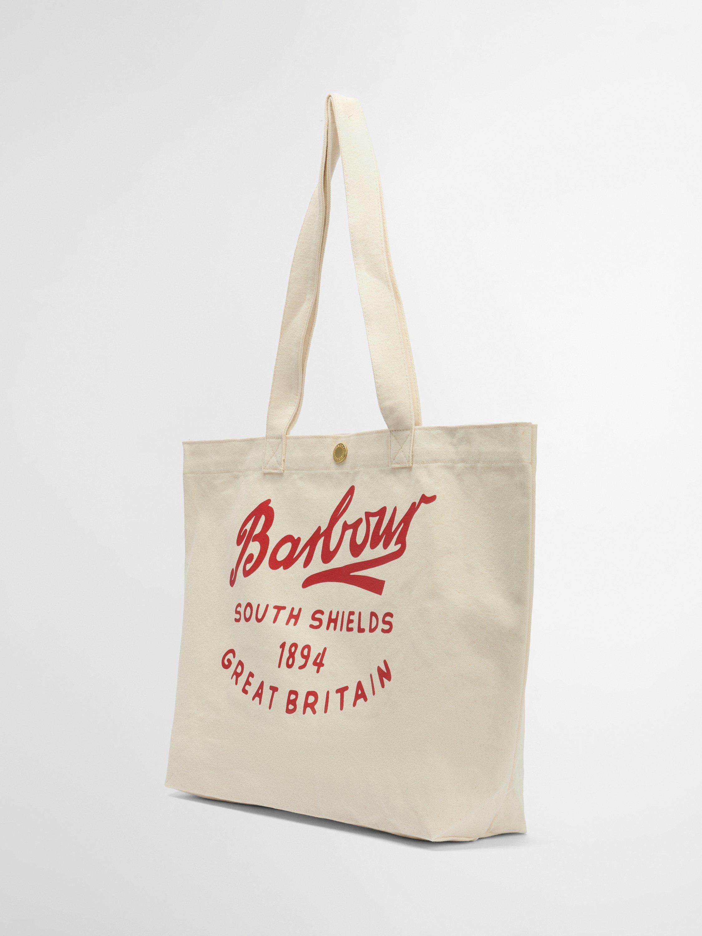 Barbour Varsity Logo Tote Bag red cotton bag, imported from the UK