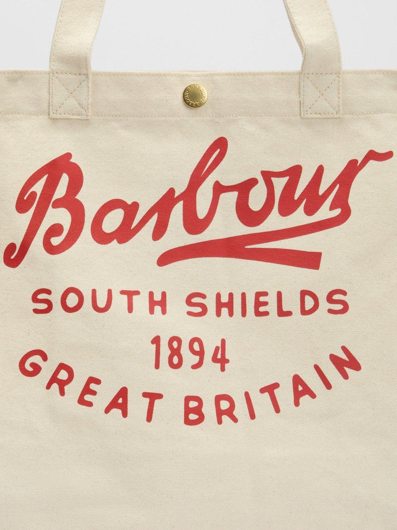 Barbour Varsity Logo Tote Bag red cotton bag, imported from the UK