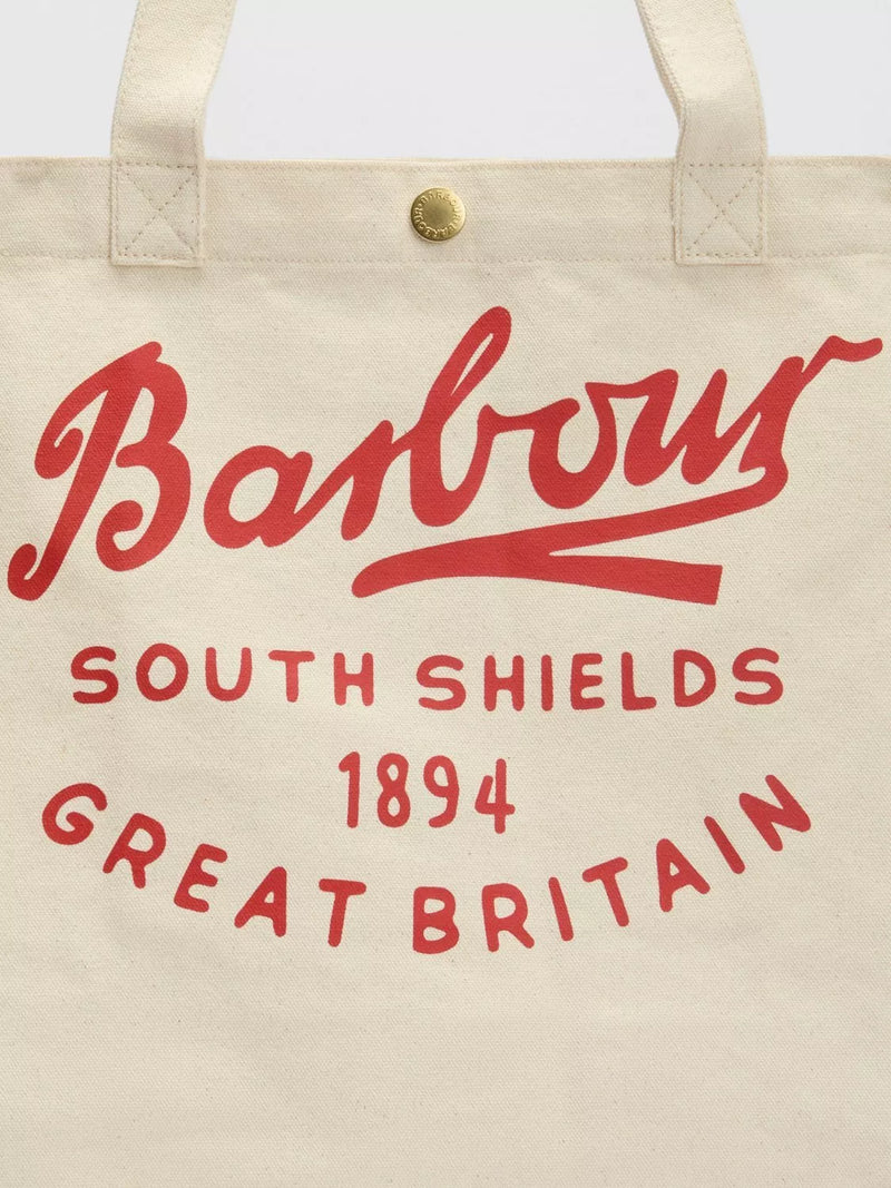 Barbour Varsity Logo Tote Bag red cotton bag, imported from the UK