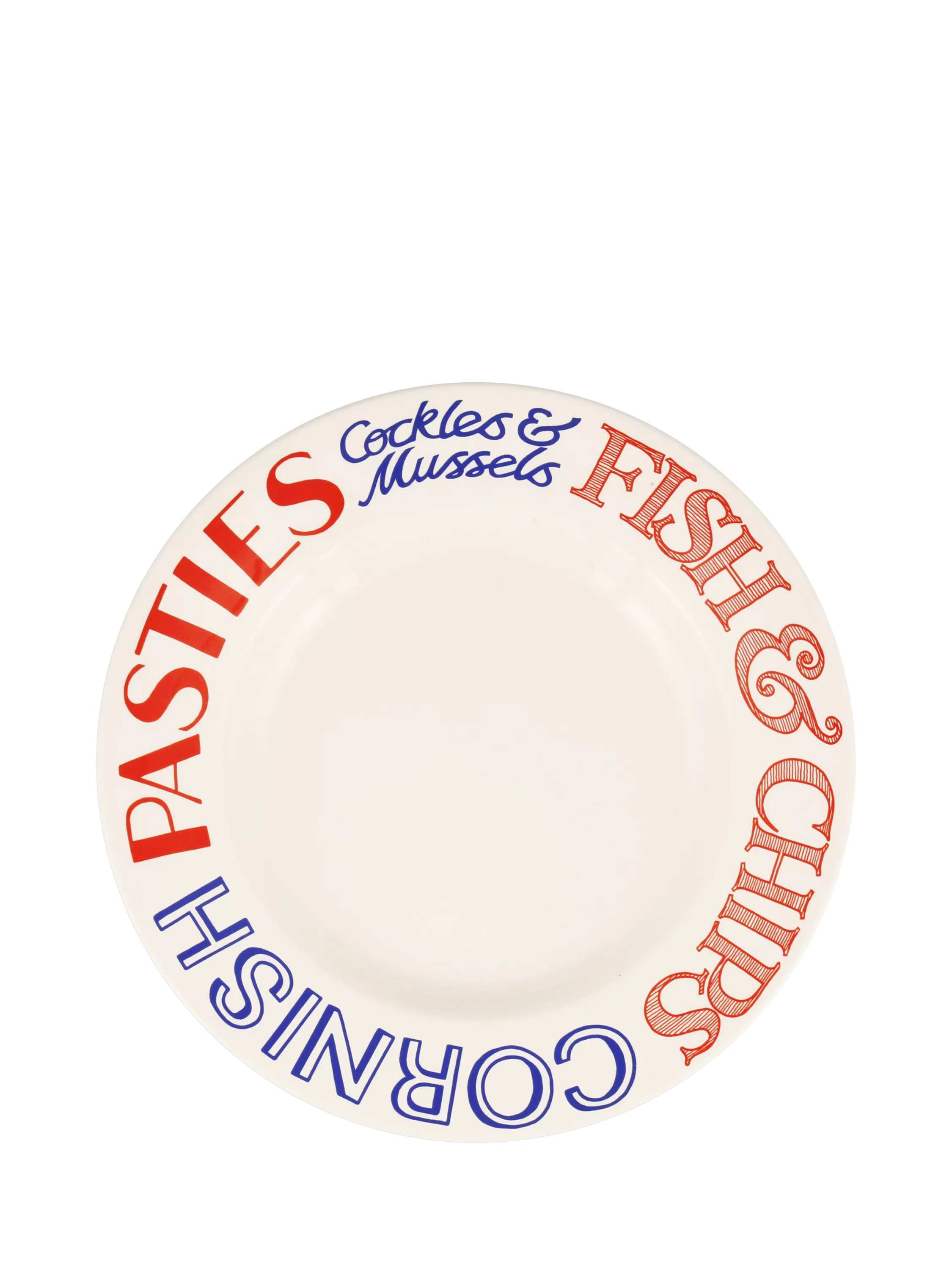 Emma Bridgewater Red & Blue Toast British Beaches dinner plate 27cm (British brand)