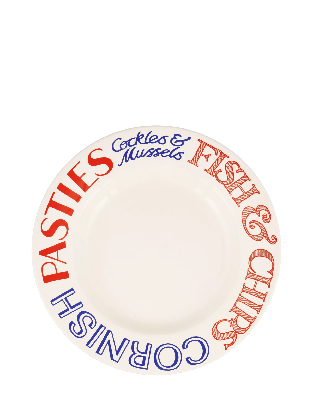 Emma Bridgewater Red & Blue Toast British Beaches dinner plate 27cm (British brand)