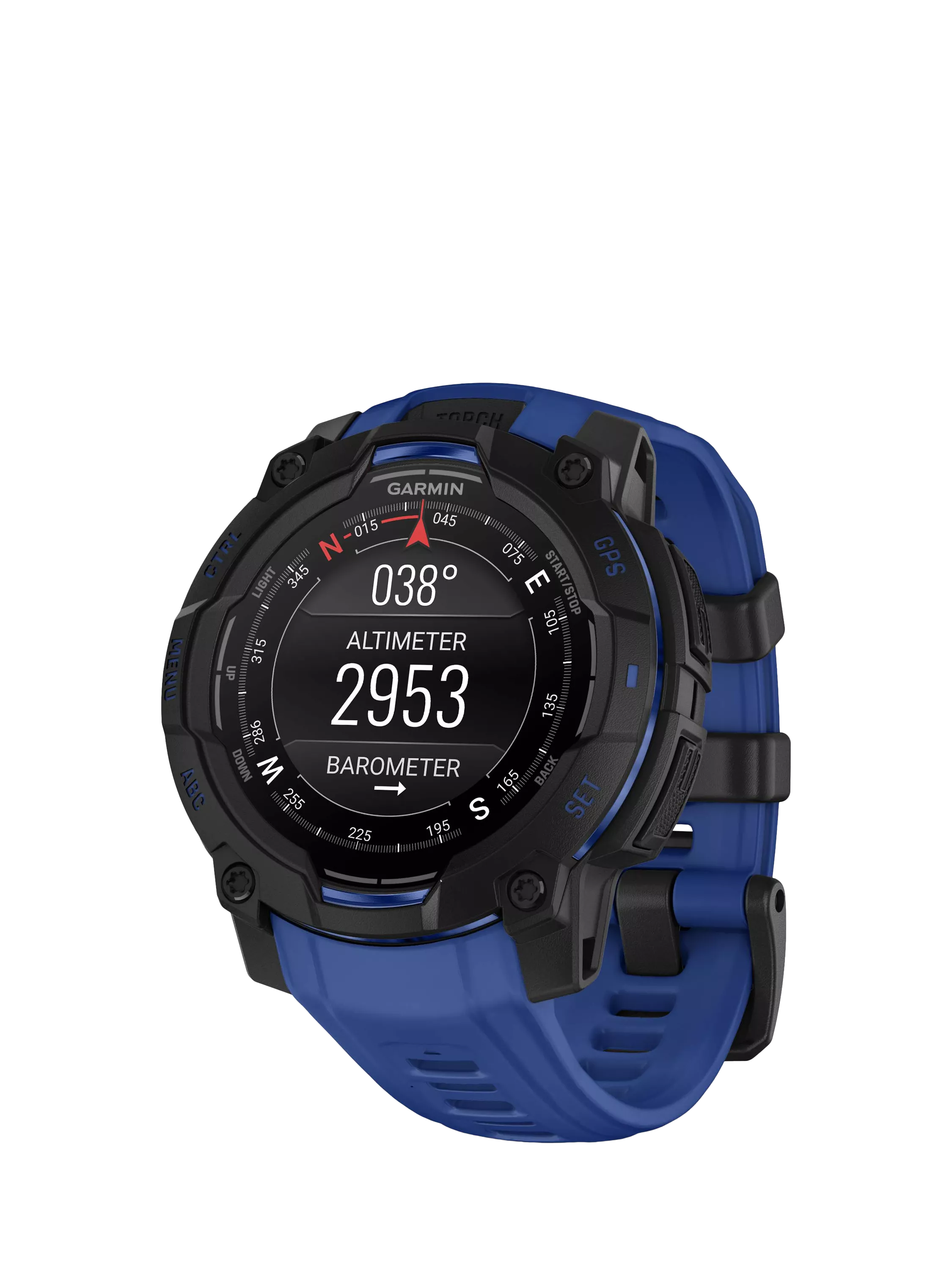 Garmin Instinct 3 Rugged GPS Smartwatch, 45mm, Black Bolt Blue Band