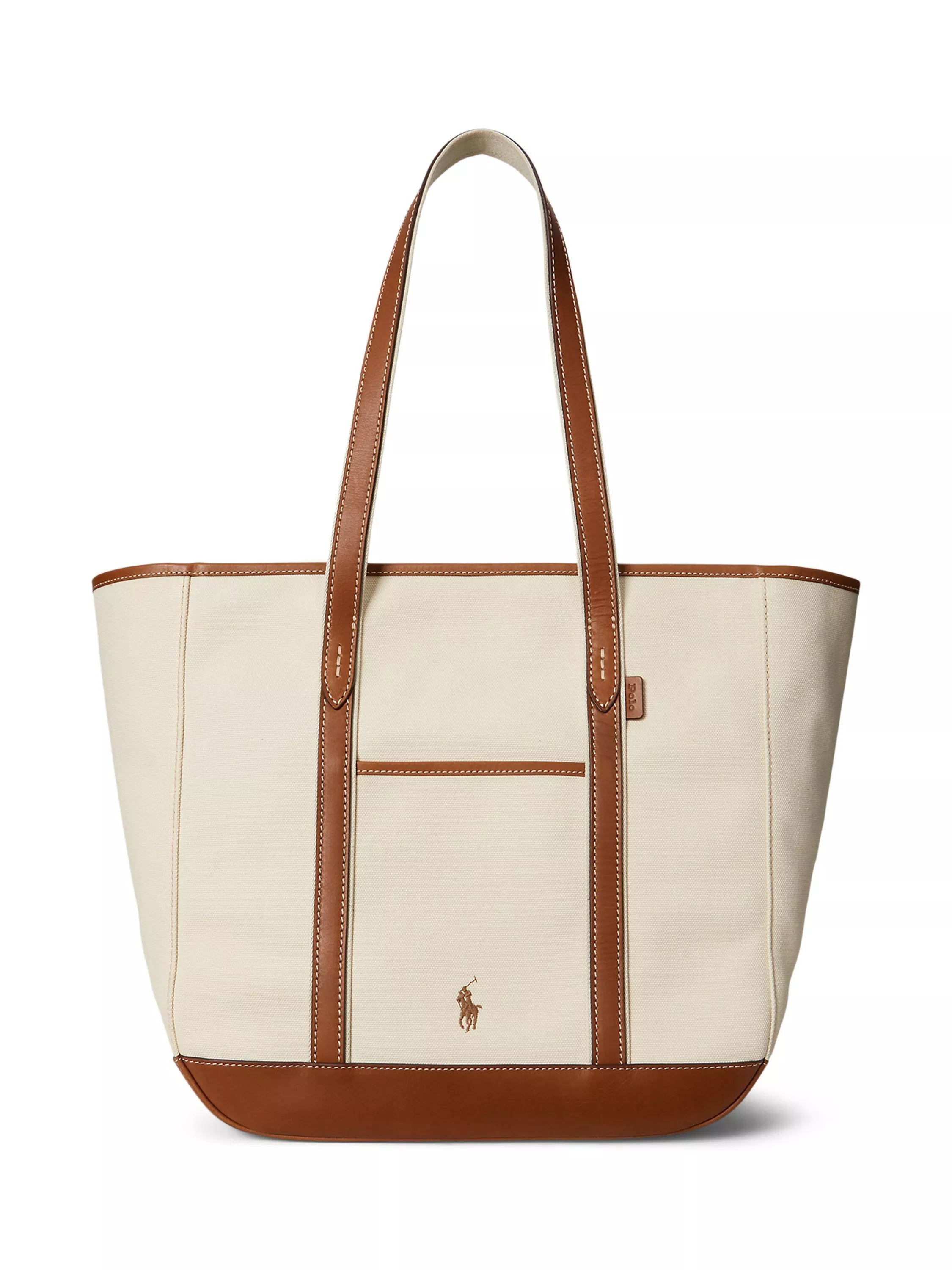 Polo Ralph Lauren medium shopper tote leather and canvas - British product