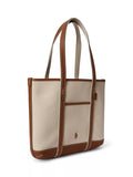 Ralph Lauren cotton canvas small shopper tote bag ecru cuoio - British product
