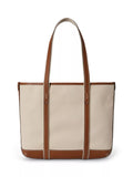 Ralph Lauren cotton canvas small shopper tote bag ecru cuoio - British product