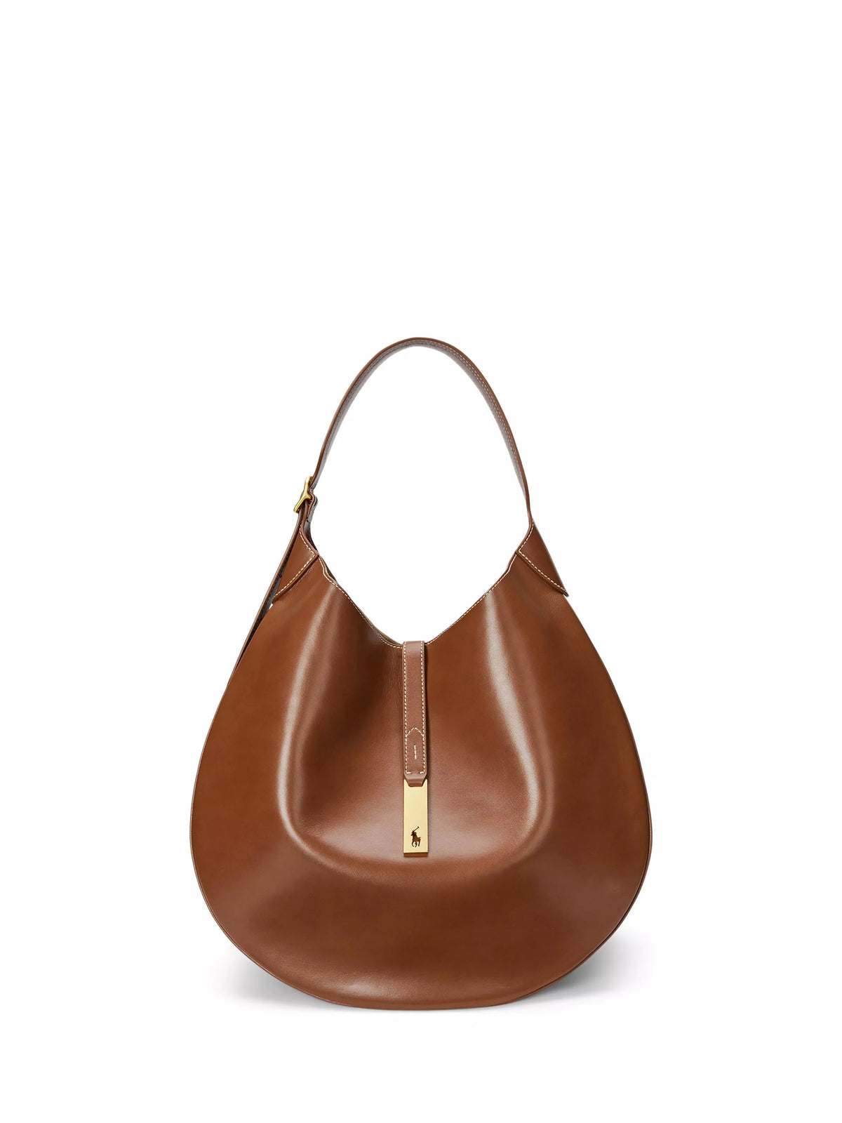 Polo Ralph Lauren ID Medium Leather Shoulder Bag, Cuoio
